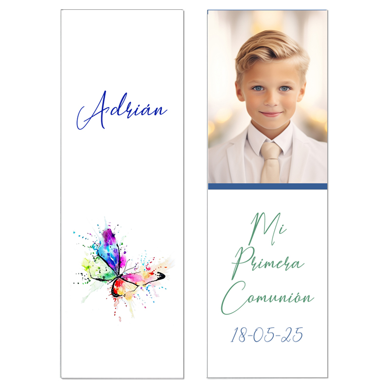 Punto de libro de Comunión «Mariposa» – Colorido y alegre